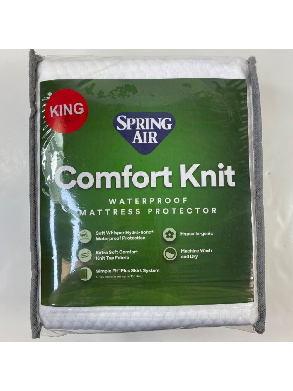 Spring Air King Comfort Knit Waterproof Mattress Protector Hypoallergenic White